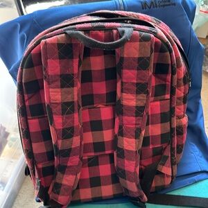 Buffalo plaid Vera Bradley laptop backpack with ID wallet